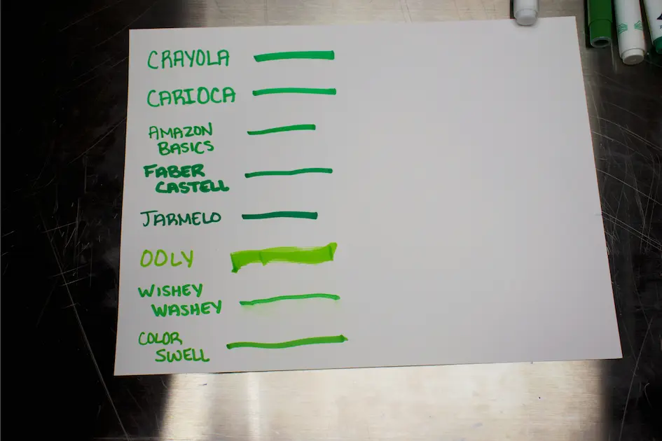 a white paper with green writing on it
